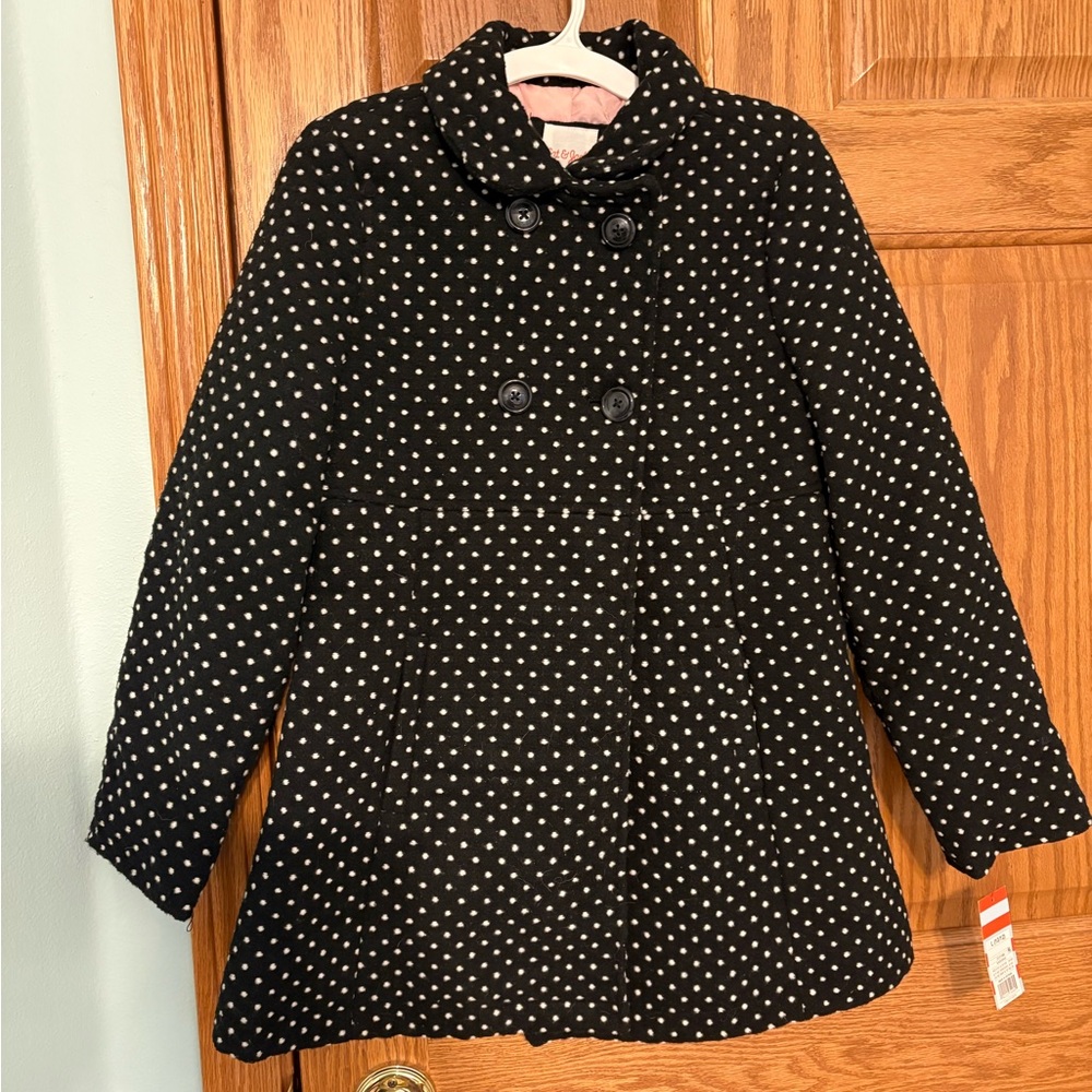 Cat & Jack Black and White Polka Dot Pea Coat
